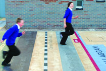 kids running on path